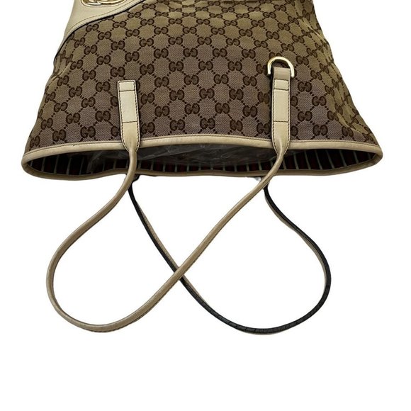 Authentic Gucci Shoulder Bag Brown Canvas Used GG Handbag Vintage​​ - Picture 8 of 14